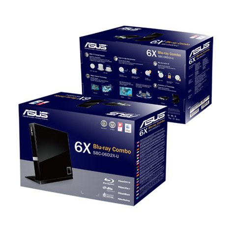 Asus | 06D2X-U | External | DVD±RW (±R DL) / DVD-RAM / BD-ROM drive | Black | USB 2.0 - 4